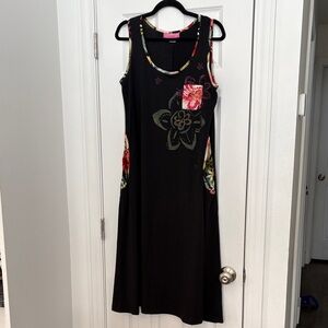 Crazy‎ Fish Hawaiian 100% Cotton Hand Painted Artsy Dress